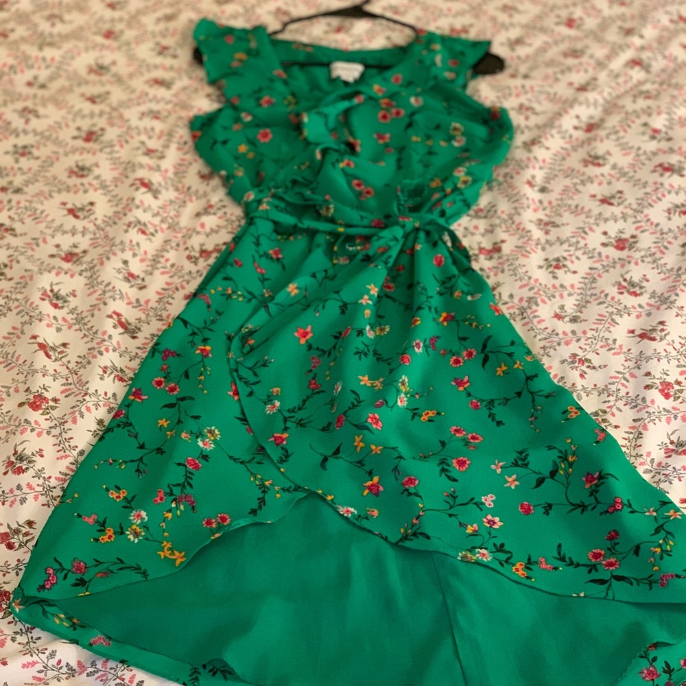 Highline Collective green floral wrap dress